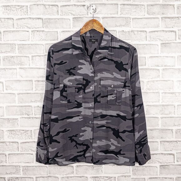 Rails Women's Button up RHETT Shirt in Charcoal Camo Print Size Small - Picture 5 of 8